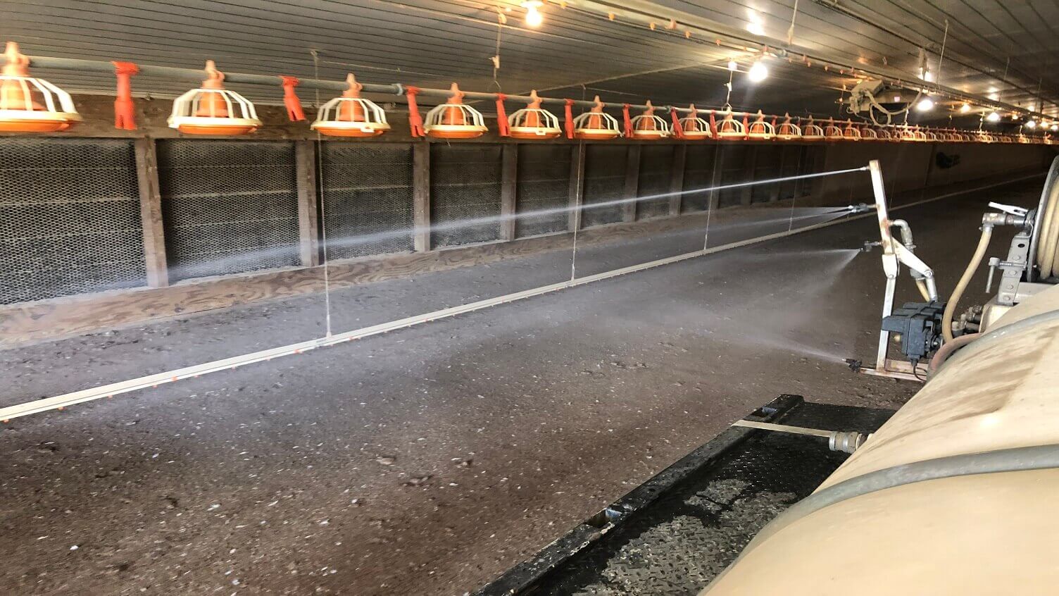 Insecticide sprayed into a poultry house.