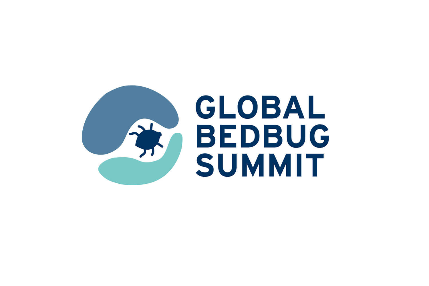 Global Bed Bug Summit Logo - blue letters with darker bed bug graphic