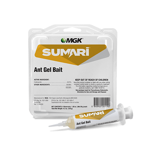 Sumari System –Sumari® ant gel bait clamshell shown with gold label