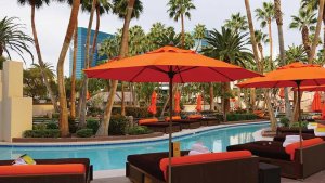Pool at MGM Grand: chairs and umbrellas