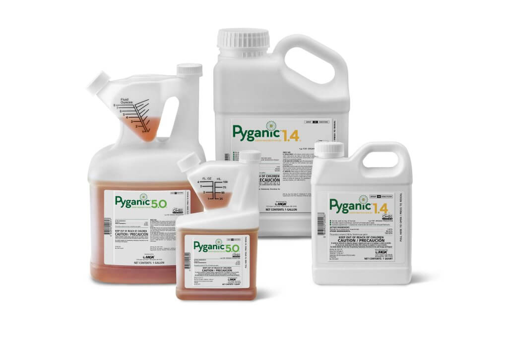 Pyganic Crop Protection Products: Bottles of Pyganic 1.4 and Pyganic 5.0